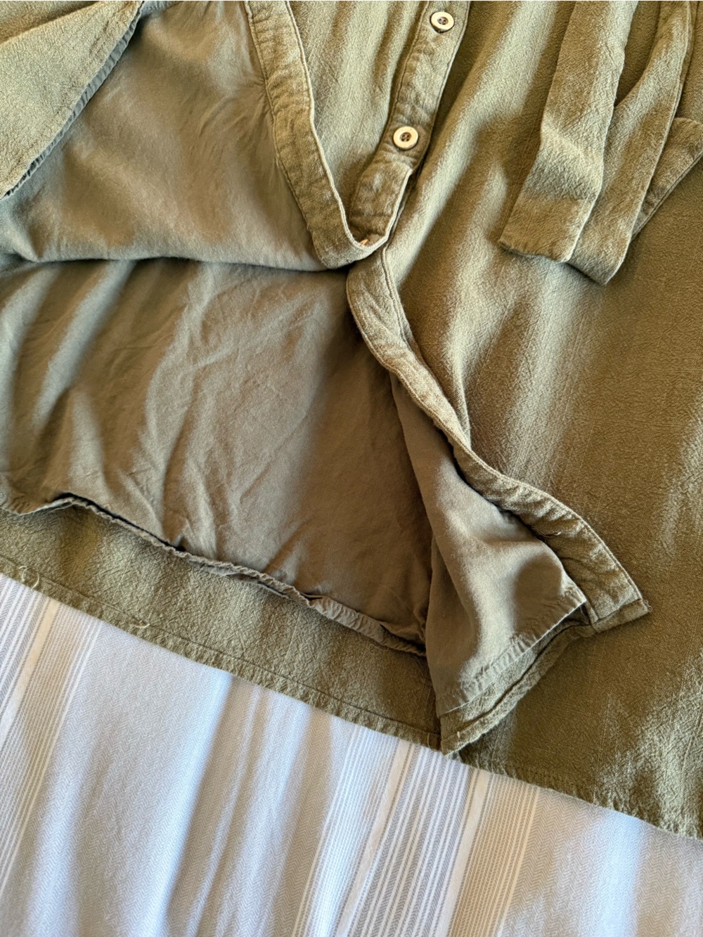 Lulu's Olive Button-Front Midi Shirt Dress with Tie Belt - Picture 4 of 5